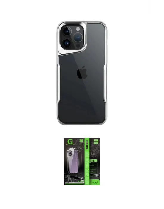 ieg™ iPhone 16 Pro Max Kılıf Akış Çizgi Koleksiyonu - Şeffaf 360 Full Body Arka Koruyucu