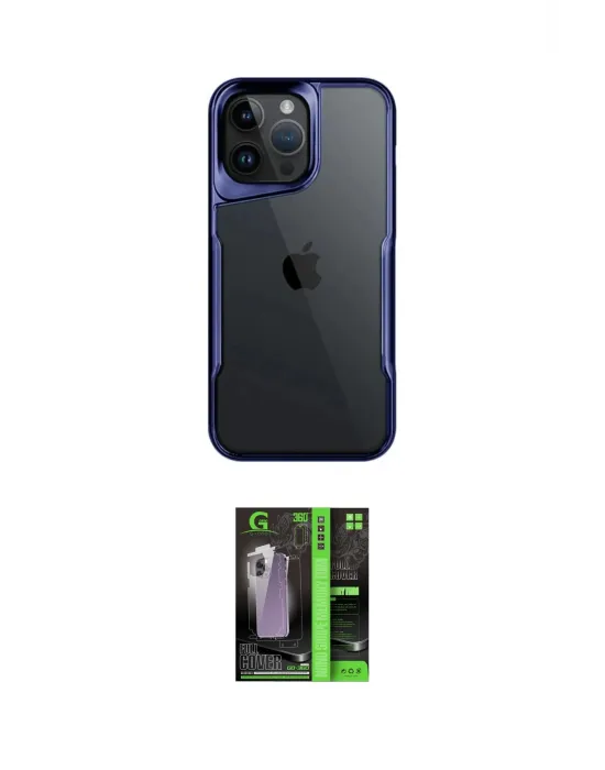 ieg™ iPhone 16 Pro Max Kılıf Akış Çizgi Koleksiyonu - Şeffaf 360 Full Body Arka Koruyucu