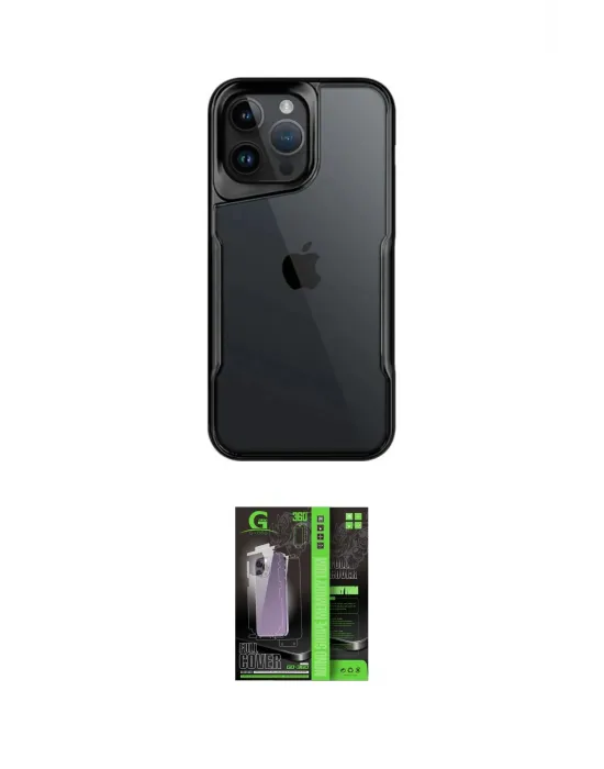 ieg™ iPhone 16 Pro Max Kılıf Akış Çizgi Koleksiyonu - Şeffaf 360 Full Body Arka Koruyucu
