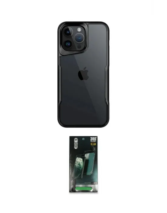 ieg™ iPhone 16 Pro Max Kılıf Akış Çizgi Koleksiyonu - Siyah 360 Mat Full Body Arka Koruyucu