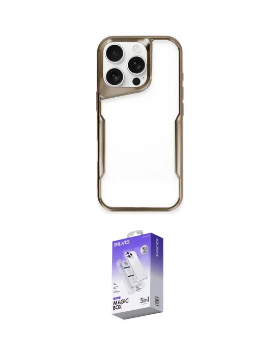 ieg™ iPhone 16 Pro Max Kılıf Akış Çizgi Koleksiyonu - Siyah Bilvis 5in1 3D Magic Cam Ekran Koruyucu