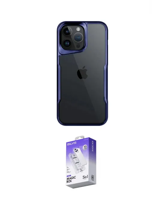 ieg™ iPhone 16 Pro Max Kılıf Akış Çizgi Koleksiyonu - Siyah Bilvis 5in1 3D Magic Cam Ekran Koruyucu
