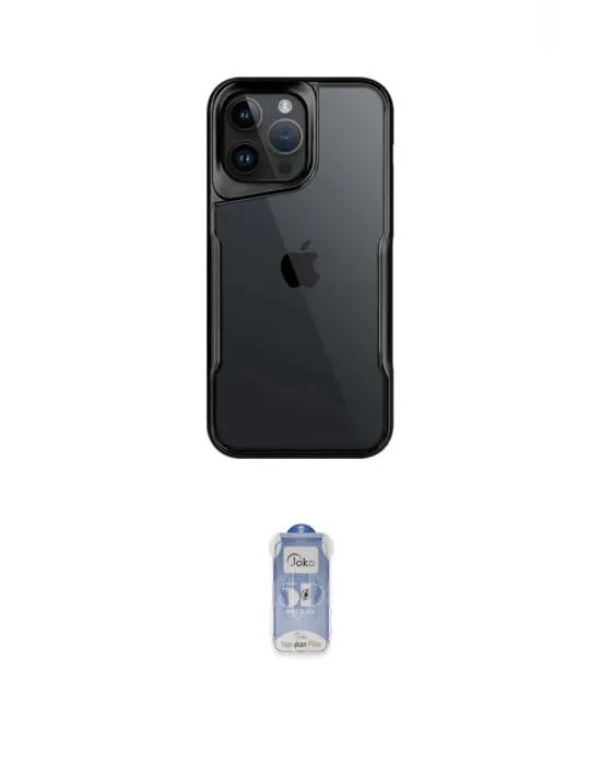 ieg™ iPhone 16 Pro Max Kılıf Akış Çizgi Koleksiyonu - Siyah Joko Magic 5D Cam