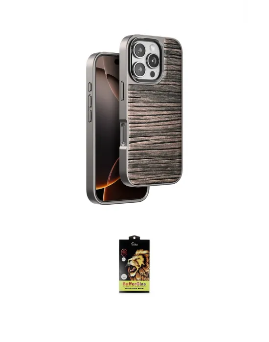 ieg™ iPhone 16 Pro Max Kılıf Atlas Minimal Özel Seri - Siyah Buffer Cam Ekran Koruyucu