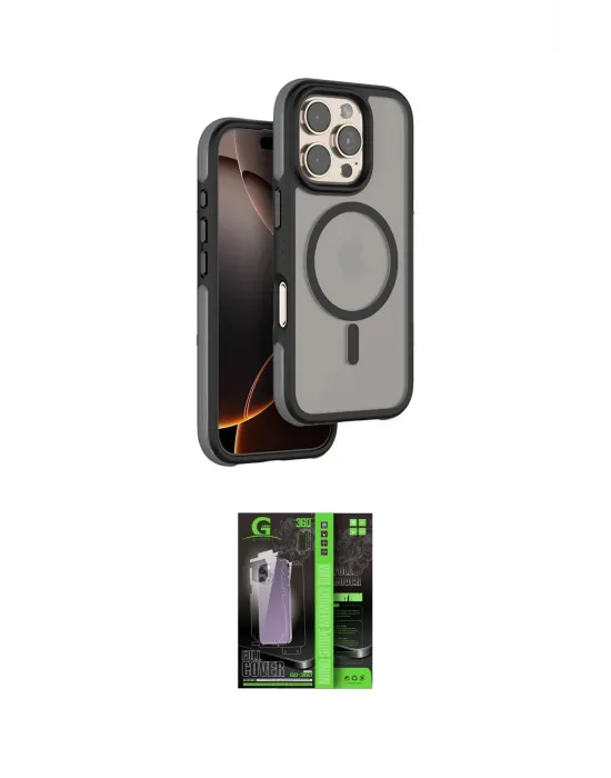 ieg™ iPhone 16 Pro Max Kılıf Çekirdek Minimal Prime - Şeffaf 360 Full Body Arka Koruyucu