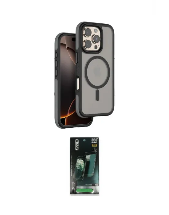 ieg™ iPhone 16 Pro Max Kılıf Çekirdek Minimal Prime - Siyah 360 Mat Full Body Arka Koruyucu