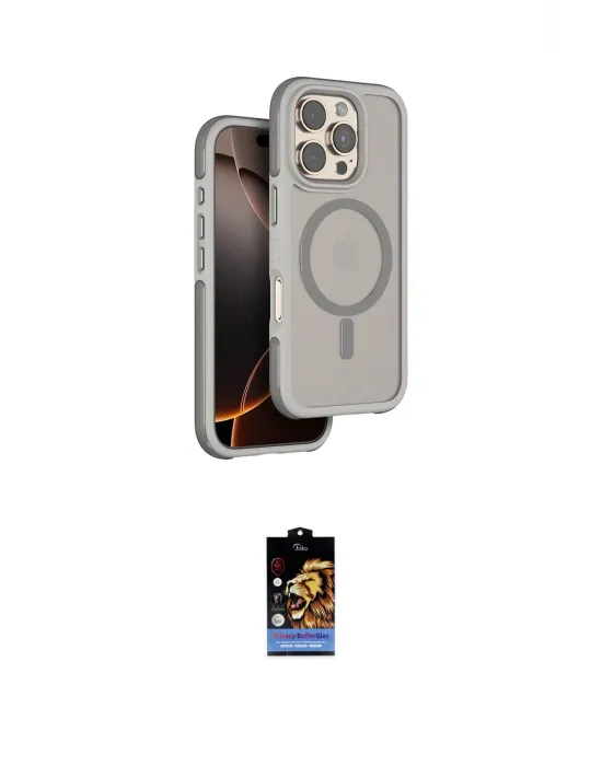 ieg™ iPhone 16 Pro Max Kılıf Çekirdek Minimal Prime - Siyah Buffer Hayalet Cam Ekran Koruyucu