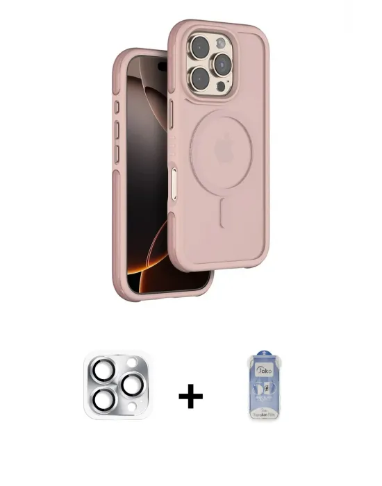 ieg™ iPhone 16 Pro Max Kılıf Çekirdek Minimal Prime - Siyah Joko Magic 5D Cam + Pers Alüminyum Kamera Lens - GS
