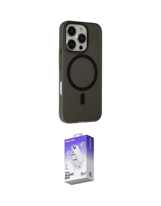 ieg™ iPhone 16 Pro Max Kılıf Çekirdek Modern Prime - Siyah Bilvis 5in1 3D Magic Cam Ekran Koruyucu