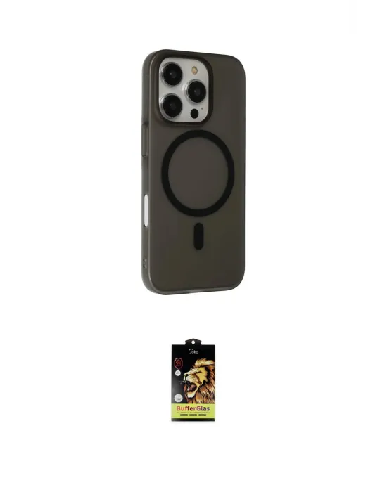 ieg™ iPhone 16 Pro Max Kılıf Çekirdek Modern Prime - Siyah Buffer Cam Ekran Koruyucu