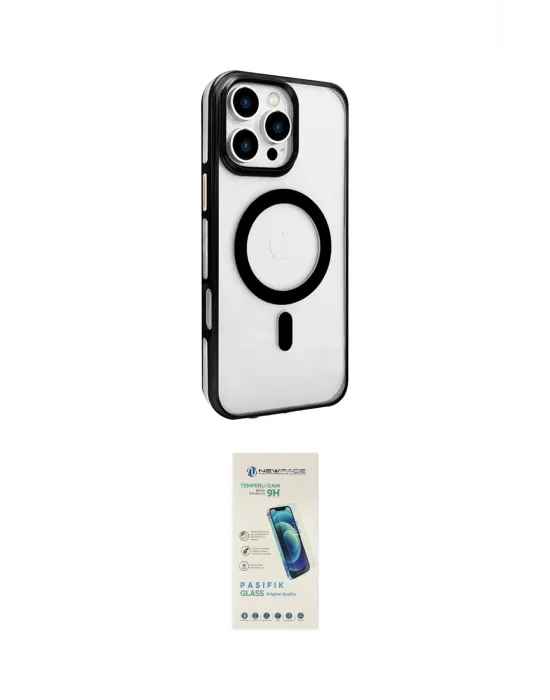 ieg™ iPhone 16 Pro Max Kılıf Doruk Doku Özel Seri - Şeffaf Pasifik Cam Ekran Koruyucu