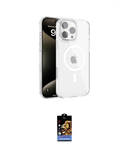 ieg™ iPhone 16 Pro Max Kılıf Doruk Doku Özel Seri - Siyah Buffer Hayalet Cam Ekran Koruyucu