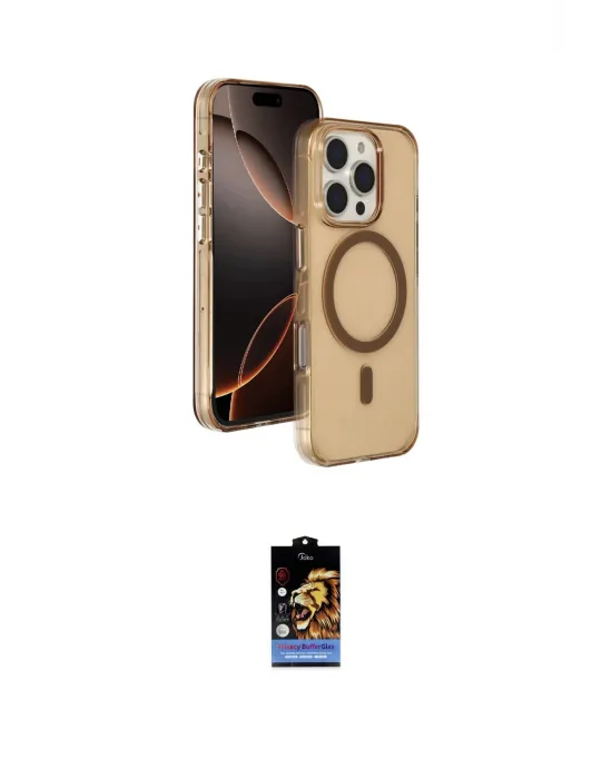 ieg™ iPhone 16 Pro Max Kılıf Doruk Doku Özel Seri - Siyah Buffer Hayalet Cam Ekran Koruyucu