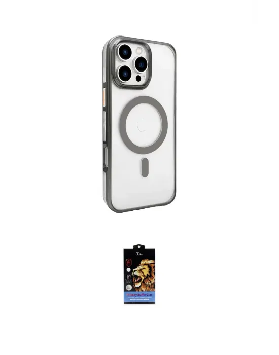 ieg™ iPhone 16 Pro Max Kılıf Doruk Doku Özel Seri - Siyah Buffer Hayalet Cam Ekran Koruyucu