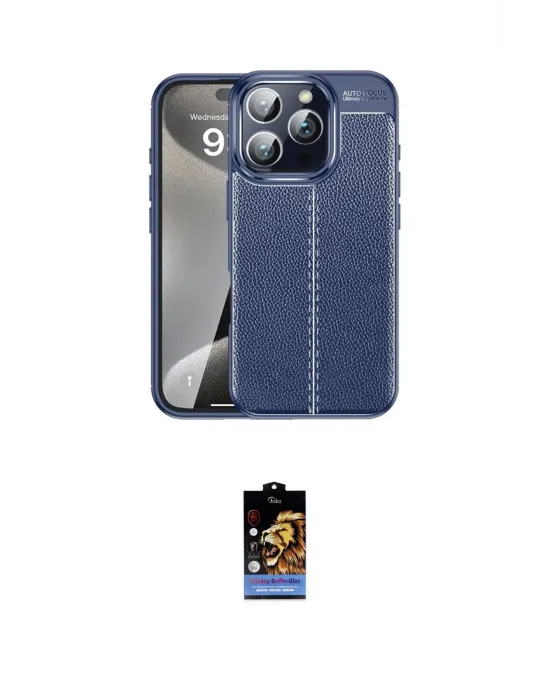 ieg™ iPhone 16 Pro Max Kılıf Doruk Klasik Özel Seri - Siyah Buffer Hayalet Cam Ekran Koruyucu