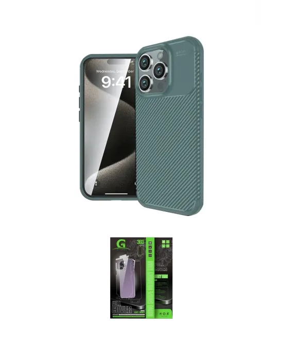 ieg™ iPhone 16 Pro Max Kılıf Eksen Form Prime - Şeffaf 360 Full Body Arka Koruyucu