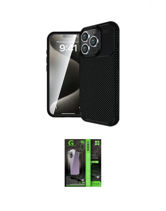 ieg™ iPhone 16 Pro Max Kılıf Eksen Form Prime - Şeffaf 360 Full Body Arka Koruyucu