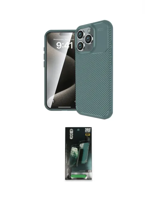 ieg™ iPhone 16 Pro Max Kılıf Eksen Form Prime - Siyah 360 Mat Full Body Arka Koruyucu