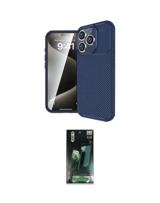 ieg™ iPhone 16 Pro Max Kılıf Eksen Form Prime - Siyah 360 Mat Full Body Arka Koruyucu