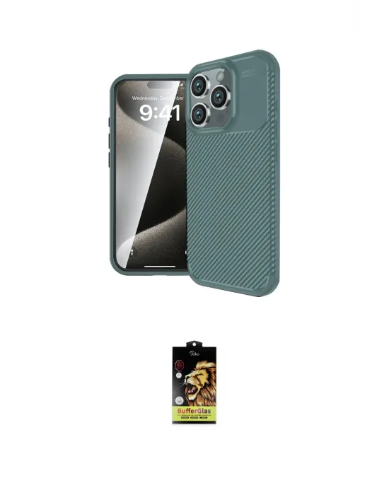 ieg™ iPhone 16 Pro Max Kılıf Eksen Form Prime - Siyah Buffer Cam Ekran Koruyucu