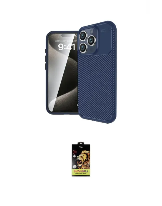ieg™ iPhone 16 Pro Max Kılıf Eksen Form Prime - Siyah Buffer Cam Ekran Koruyucu