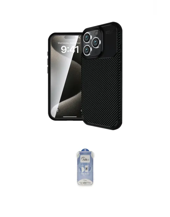 ieg™ iPhone 16 Pro Max Kılıf Eksen Form Prime - Siyah Joko Magic 5D Cam