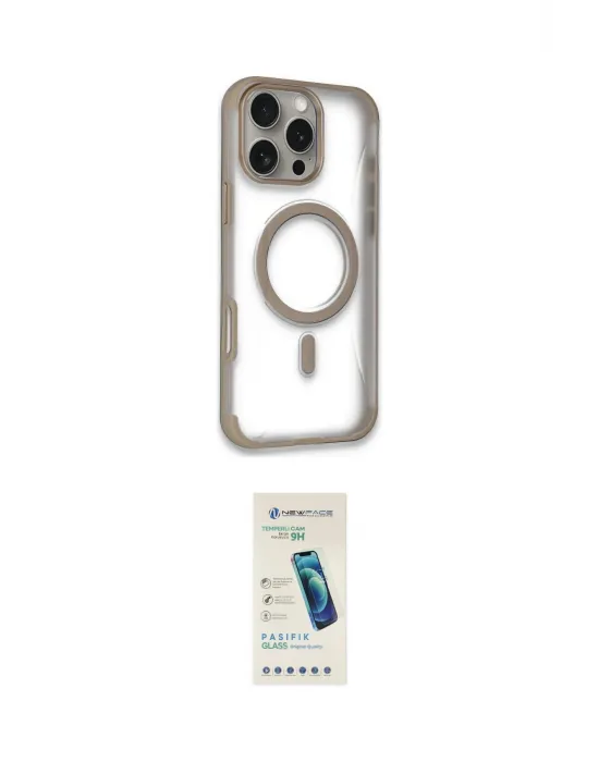 ieg™ iPhone 16 Pro Max Kılıf Eksen Klasik Koleksiyonu - Şeffaf Pasifik Cam Ekran Koruyucu