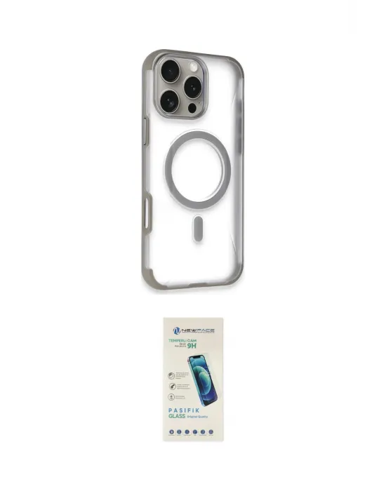 ieg™ iPhone 16 Pro Max Kılıf Eksen Klasik Koleksiyonu - Şeffaf Pasifik Cam Ekran Koruyucu