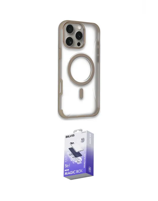 ieg™ iPhone 16 Pro Max Kılıf Eksen Klasik Koleksiyonu - Siyah Bilvis 5in1 5D Magic Hayalet Cam Ekran Koruyucu