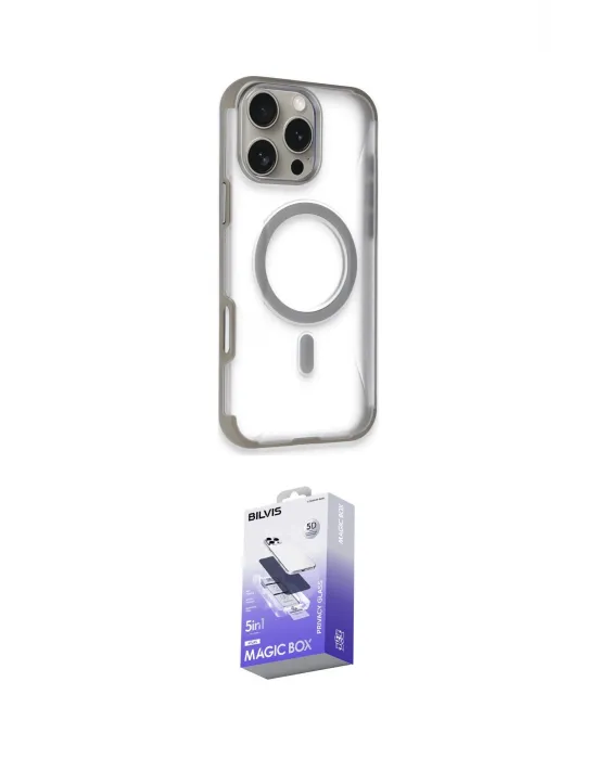 ieg™ iPhone 16 Pro Max Kılıf Eksen Klasik Koleksiyonu - Siyah Bilvis 5in1 5D Magic Hayalet Cam Ekran Koruyucu