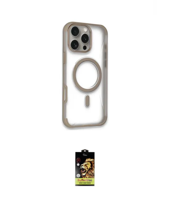 ieg™ iPhone 16 Pro Max Kılıf Eksen Klasik Koleksiyonu - Siyah Buffer Cam Ekran Koruyucu