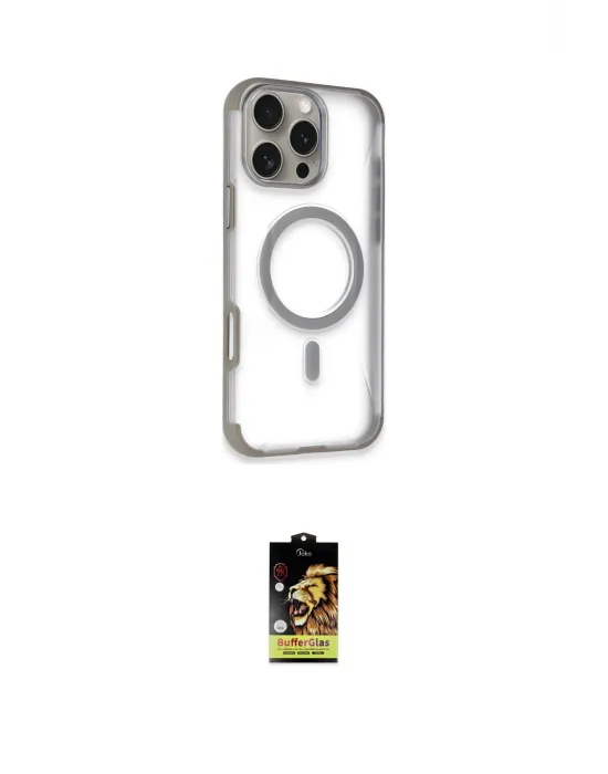 ieg™ iPhone 16 Pro Max Kılıf Eksen Klasik Koleksiyonu - Siyah Buffer Cam Ekran Koruyucu