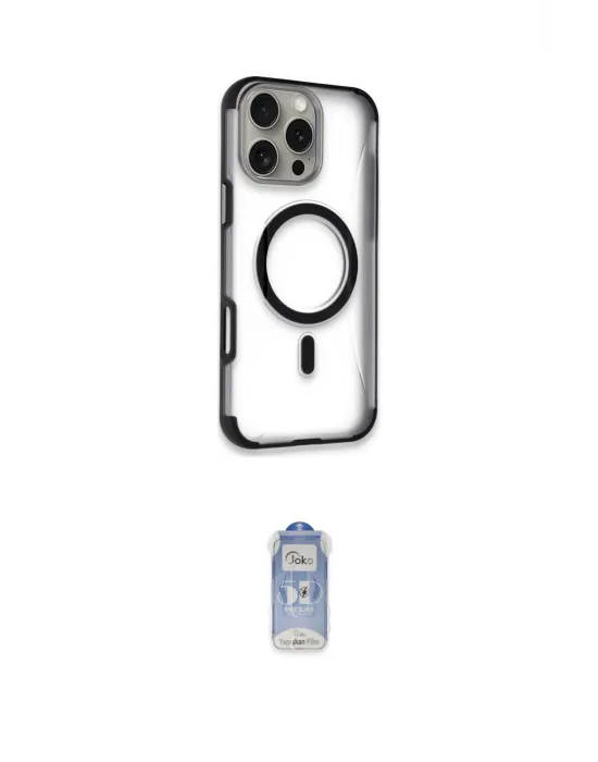 ieg™ iPhone 16 Pro Max Kılıf Eksen Klasik Koleksiyonu - Siyah Joko Magic 5D Cam