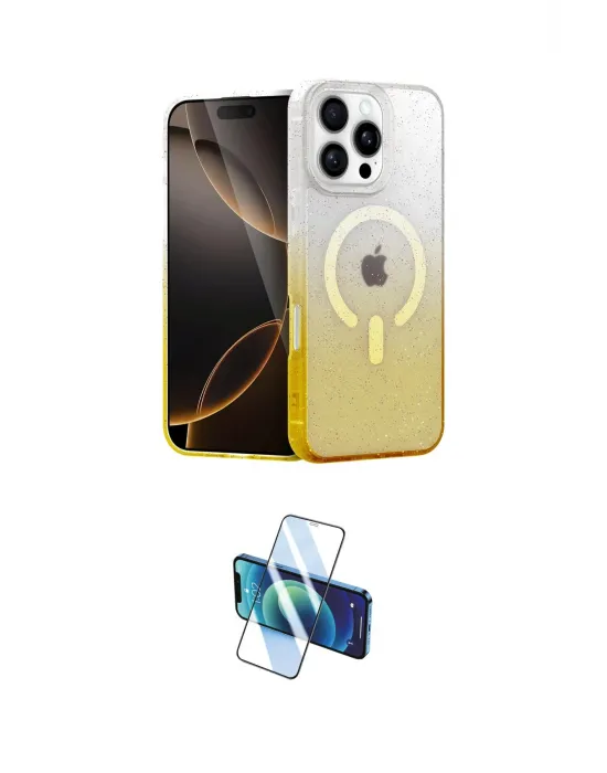 ieg™ iPhone 16 Pro Max Kılıf Eksen Minimal Özel Seri - Siyah 3D Antistatik Cam Ekran Koruyucu