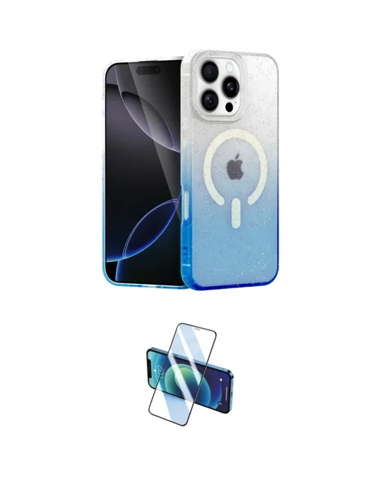 ieg™ iPhone 16 Pro Max Kılıf Eksen Minimal Özel Seri - Siyah 3D Antistatik Cam Ekran Koruyucu