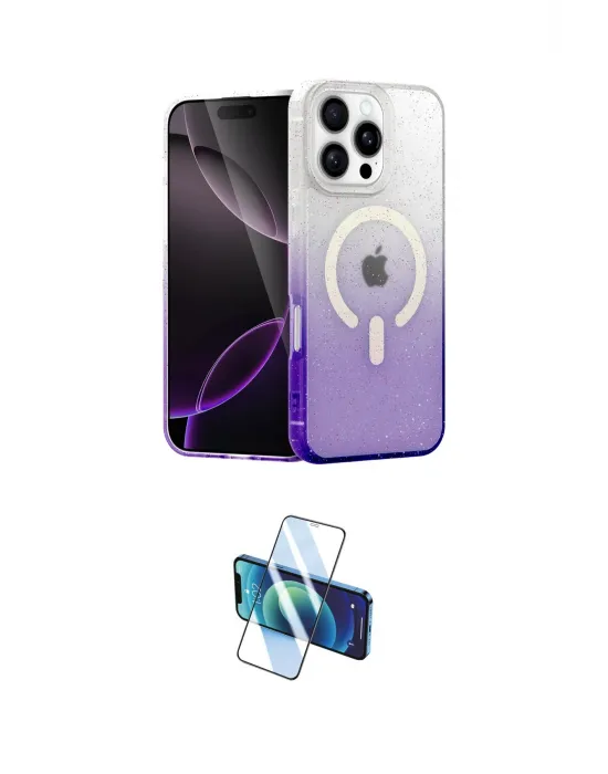 ieg™ iPhone 16 Pro Max Kılıf Eksen Minimal Özel Seri - Siyah 3D Antistatik Cam Ekran Koruyucu