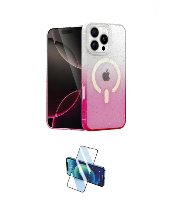 ieg™ iPhone 16 Pro Max Kılıf Eksen Minimal Özel Seri - Siyah 3D Antistatik Cam Ekran Koruyucu