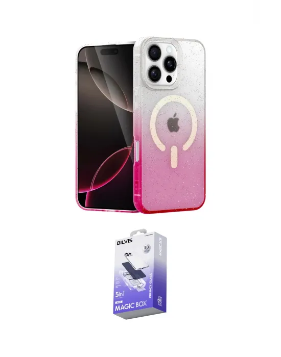 ieg™ iPhone 16 Pro Max Kılıf Eksen Minimal Özel Seri - Siyah Bilvis 5in1 5D Magic Hayalet Cam Ekran Koruyucu