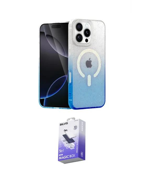 ieg™ iPhone 16 Pro Max Kılıf Eksen Minimal Özel Seri - Siyah Bilvis 5in1 5D Magic Hayalet Cam Ekran Koruyucu