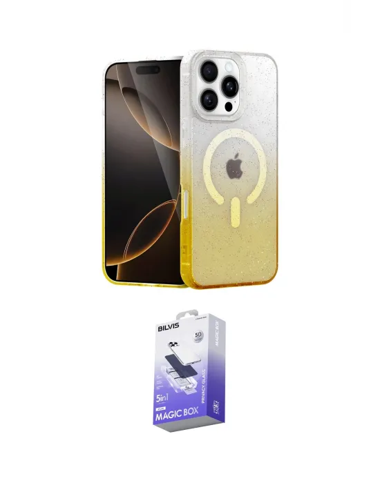 ieg™ iPhone 16 Pro Max Kılıf Eksen Minimal Özel Seri - Siyah Bilvis 5in1 5D Magic Hayalet Cam Ekran Koruyucu