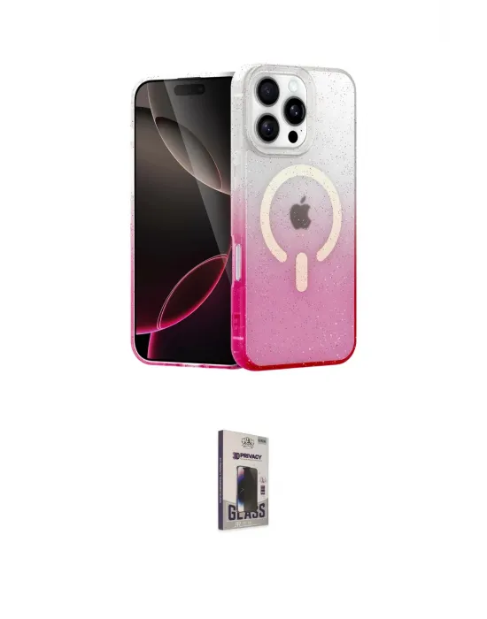ieg™ iPhone 16 Pro Max Kılıf Eksen Minimal Özel Seri - Siyah Bilvis Hayalet Cam Ekran Koruyucu