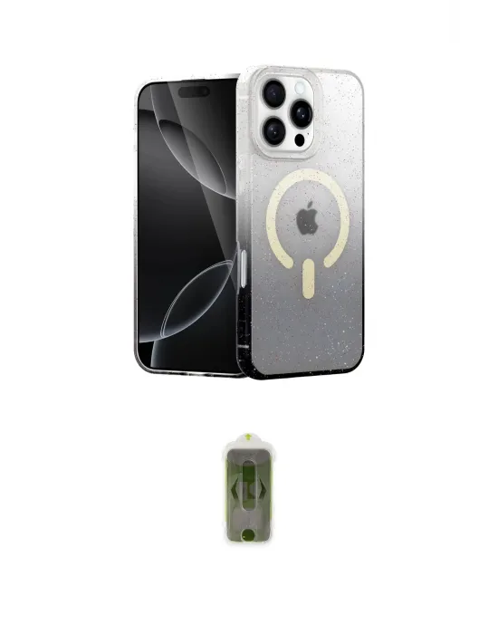 ieg™ iPhone 16 Pro Max Kılıf Eksen Minimal Özel Seri - Siyah Joko Magic 5D Hayalet Cam