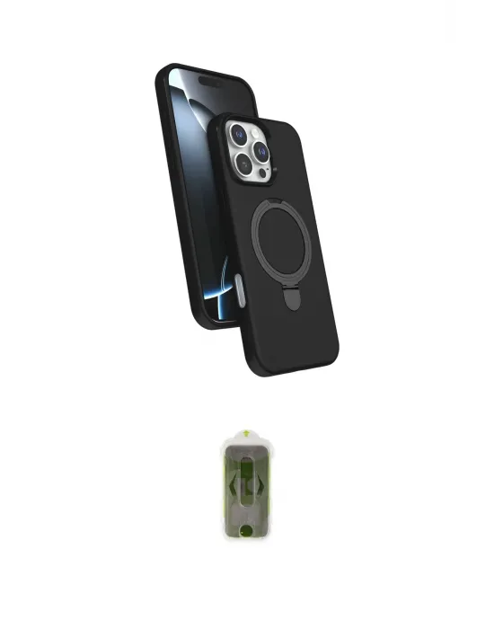 ieg™ iPhone 16 Pro Max Kılıf İz Işık Koleksiyonu - Siyah Joko Magic 5D Hayalet Cam