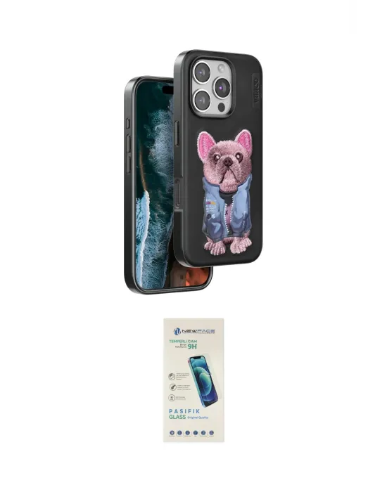 ieg™ iPhone 16 Pro Max Kılıf İz Minimal Koleksiyonu - Şeffaf Pasifik Cam Ekran Koruyucu