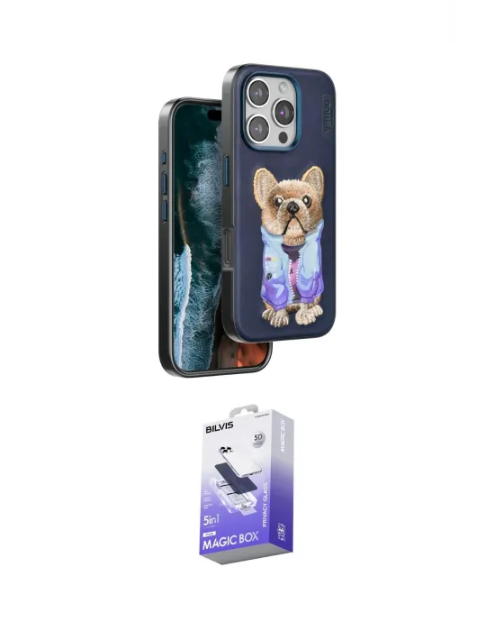 ieg™ iPhone 16 Pro Max Kılıf İz Minimal Koleksiyonu - Siyah Bilvis 5in1 5D Magic Hayalet Cam Ekran Koruyucu