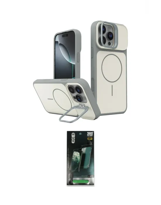 ieg™ iPhone 16 Pro Max Kılıf İz Modern Prime - Siyah 360 Mat Full Body Arka Koruyucu
