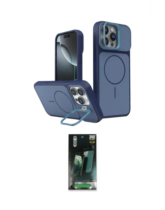 ieg™ iPhone 16 Pro Max Kılıf İz Modern Prime - Siyah 360 Mat Full Body Arka Koruyucu