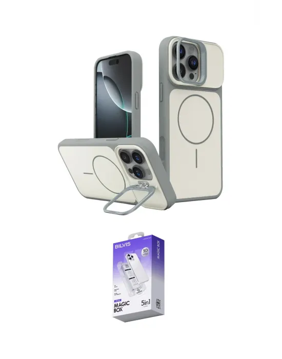 ieg™ iPhone 16 Pro Max Kılıf İz Modern Prime - Siyah Bilvis 5in1 3D Magic Cam Ekran Koruyucu