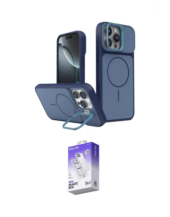 ieg™ iPhone 16 Pro Max Kılıf İz Modern Prime - Siyah Bilvis 5in1 3D Magic Cam Ekran Koruyucu