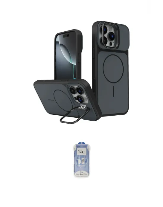 ieg™ iPhone 16 Pro Max Kılıf İz Modern Prime - Siyah Joko Magic 5D Cam